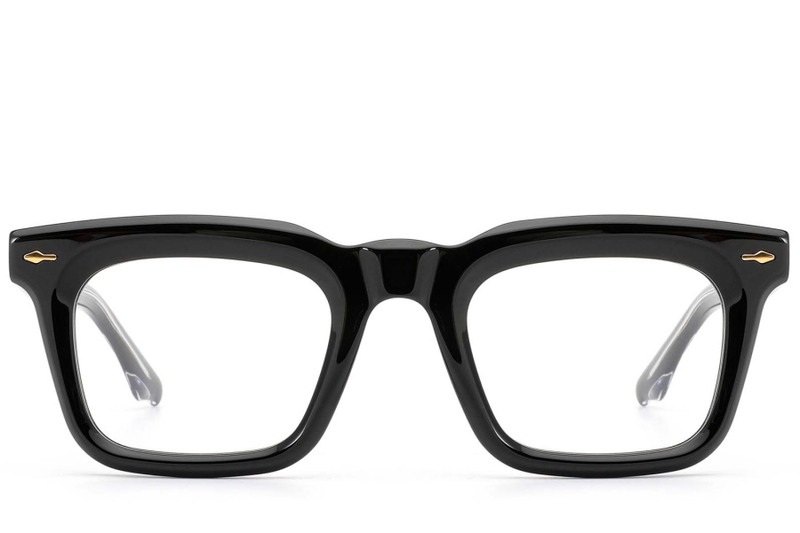 Dark Rectangular Goggles Rectangular Black Acetate Glasses #BS0522-0102 - BLACKSHEEP