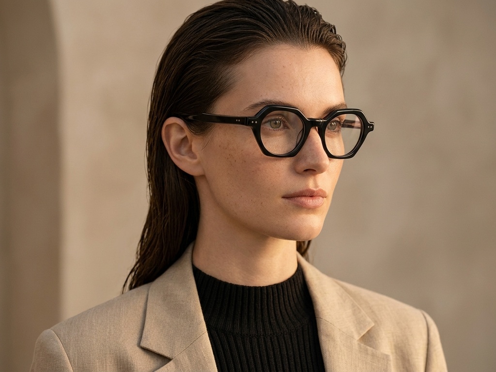 Geometric Black Acetate Glasses #BS0522-0111