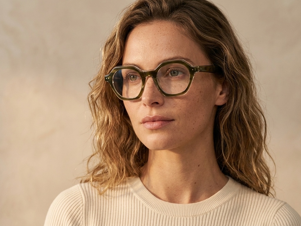 Geometric Green Acetate Glasses #BS0522-0114