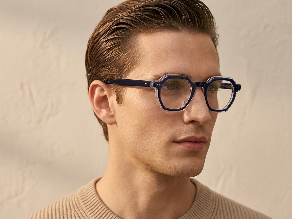 Geometric Blue Acetate Glasses #BS0522-0122