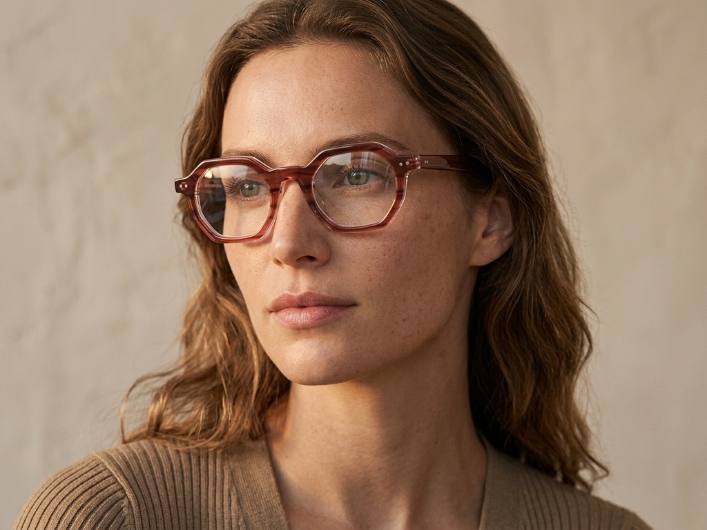 Geometric Pink Acetate Glasses #BS0522-0123