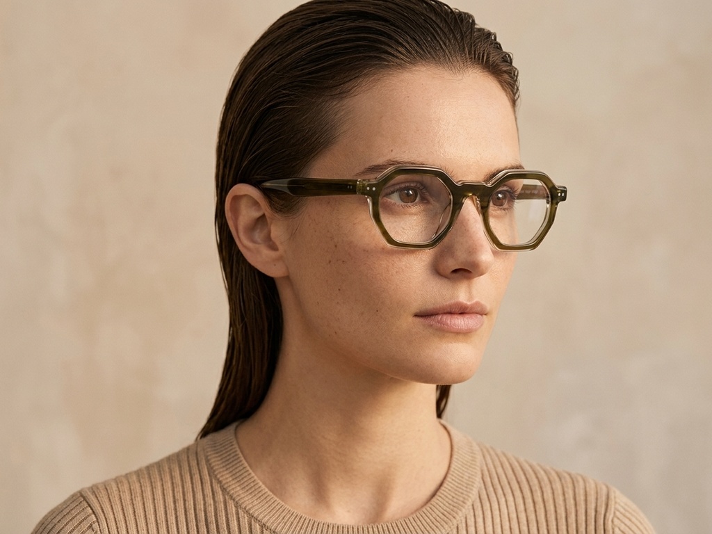 Geometric Green Acetate Glasses #BS0522-0124
