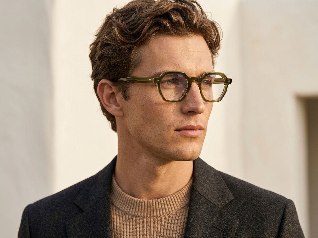 Geometric Green Acetate Glasses #BS0522-0124
