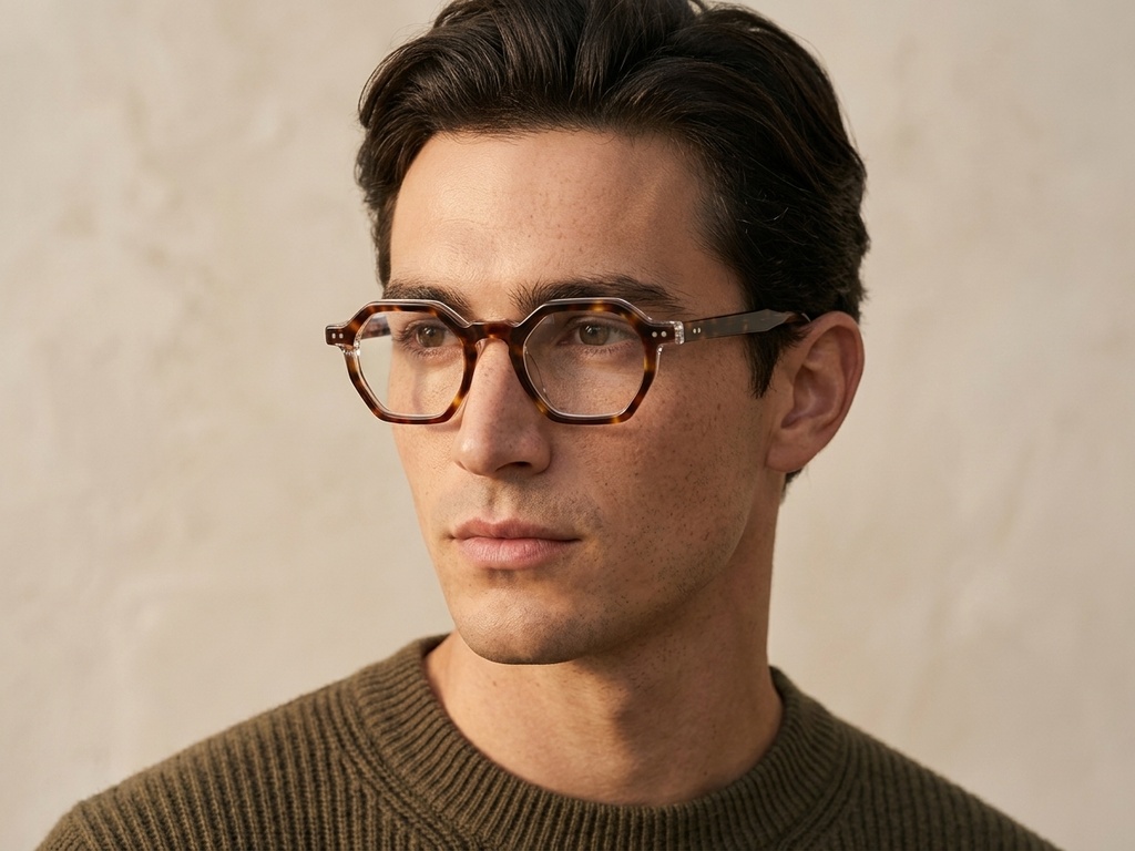 Geometric Tortoiseshell Acetate Glasses #BS0522-0125