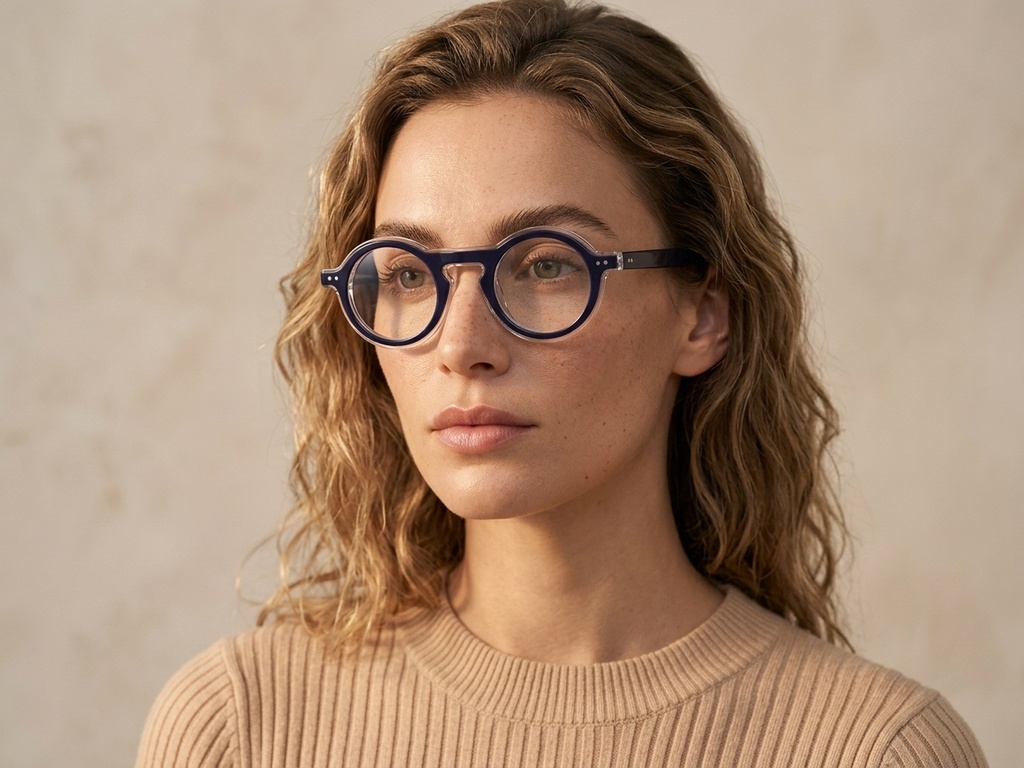 Round Blue Acetate Glasses #BS0522-0127