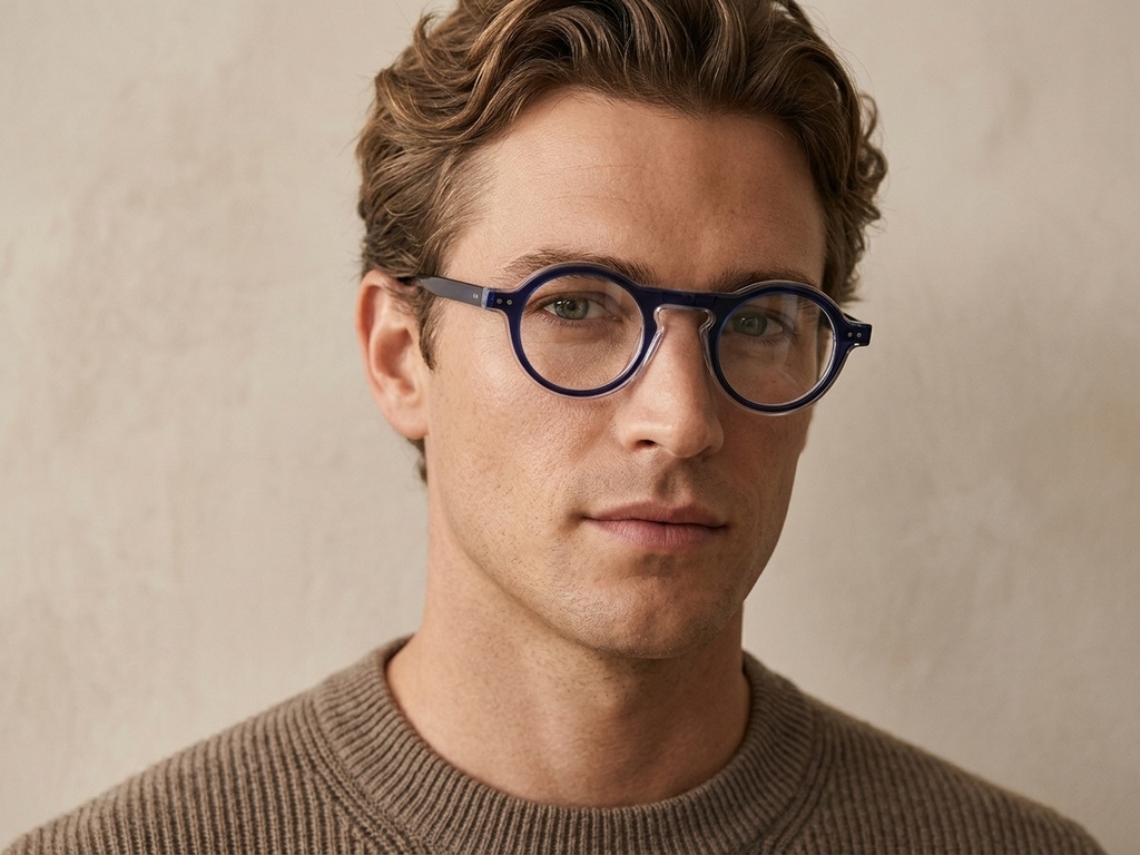 Round Blue Acetate Glasses #BS0522-0127