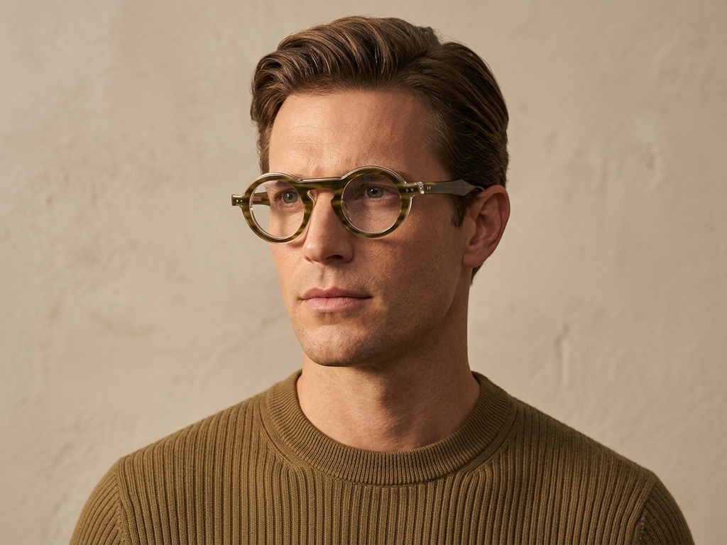 Round Green Acetate Glasses #BS0522-0129