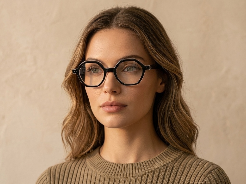 Geometric Black Acetate Glasses #BS0522-0131
