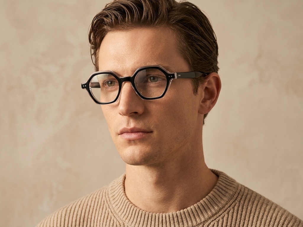 Geometric Black Acetate Glasses #BS0522-0131
