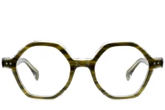 Occhiali in acetato verde con motivo geometrico #BS0522-0134