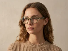 Occhiali in acetato verde con motivo geometrico #BS0522-0134