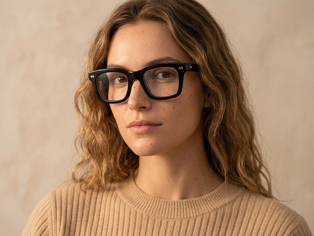 BS0522-0160_Black_Rectangular_Acetate_Glasses_corner-tryon_female