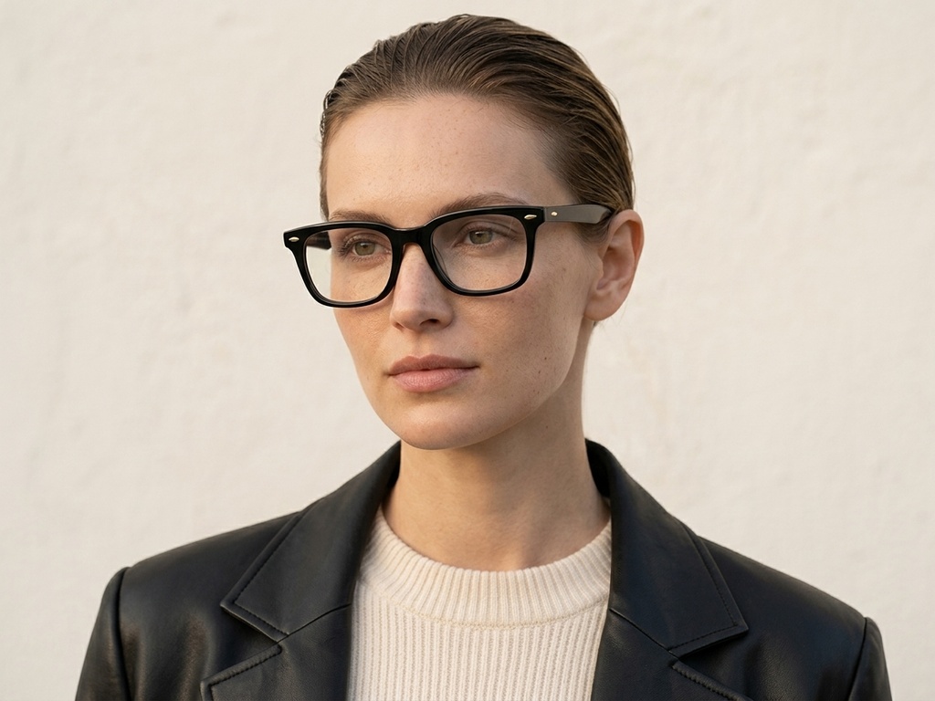 BS0522-0170_Black_Rectangular_Acetate_Glasses_corner-tryon_female