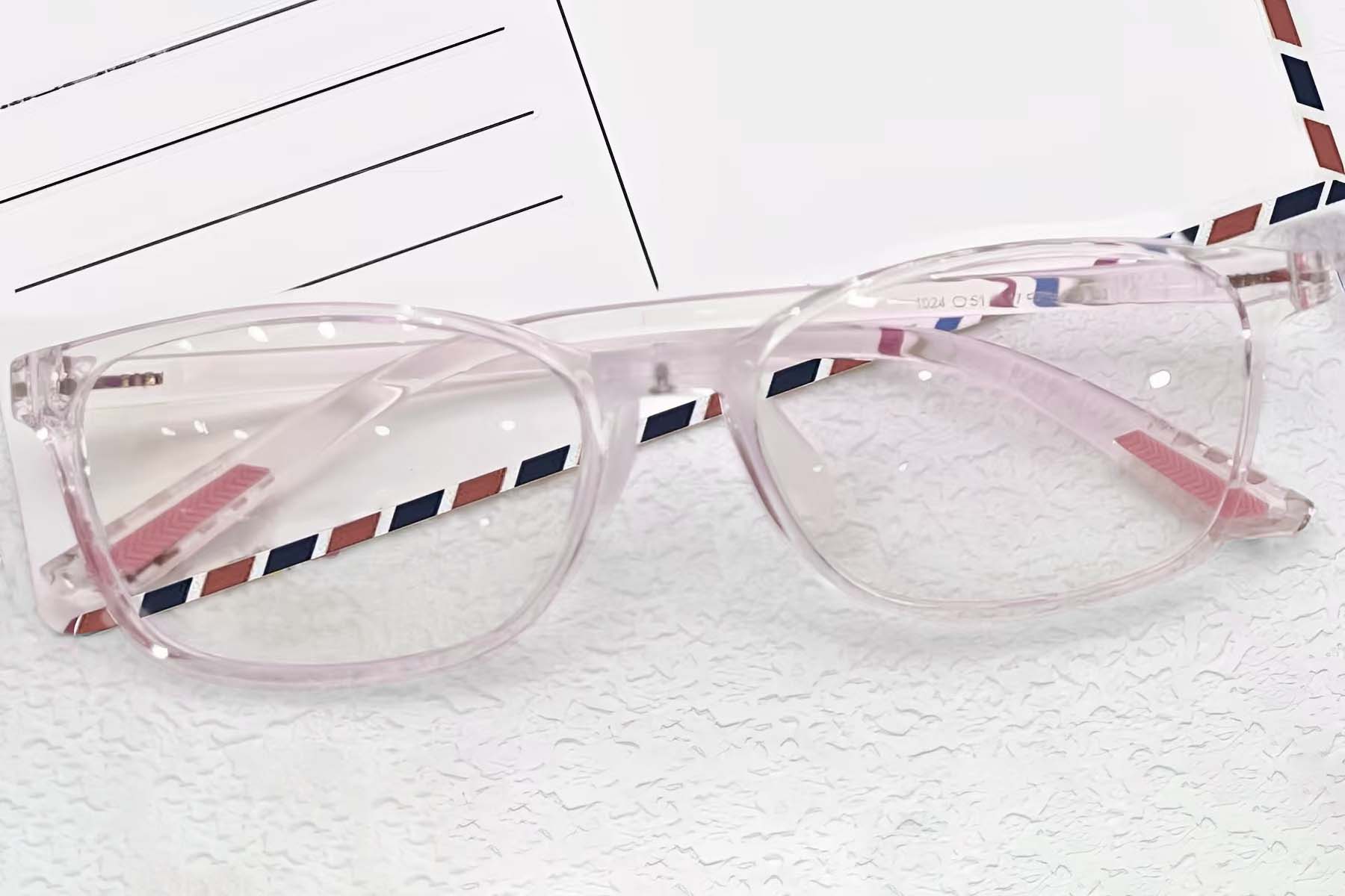 BS0612-0015_Pink_Rectangular_TR90_Glasses_front