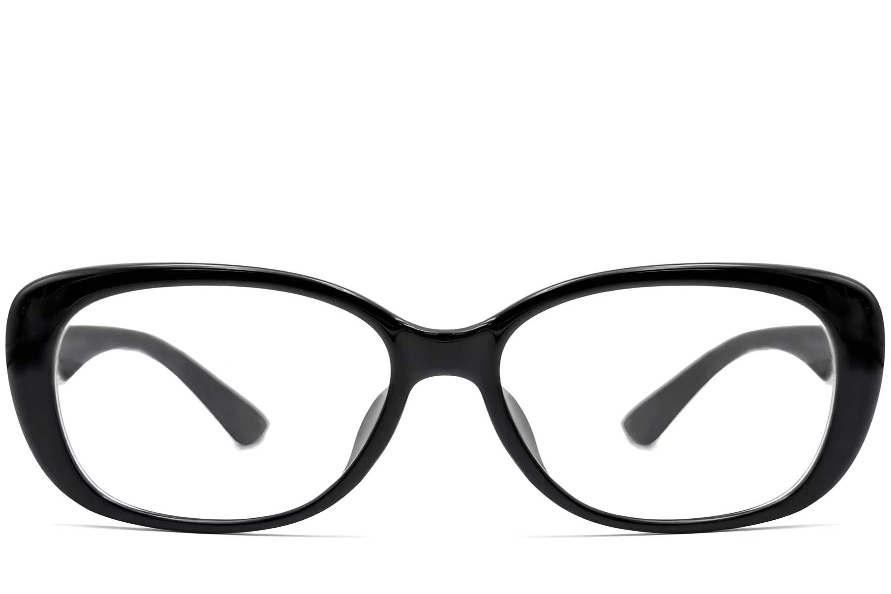 BS0612-0033_Black_Rectangular_TR90_Glasses_front