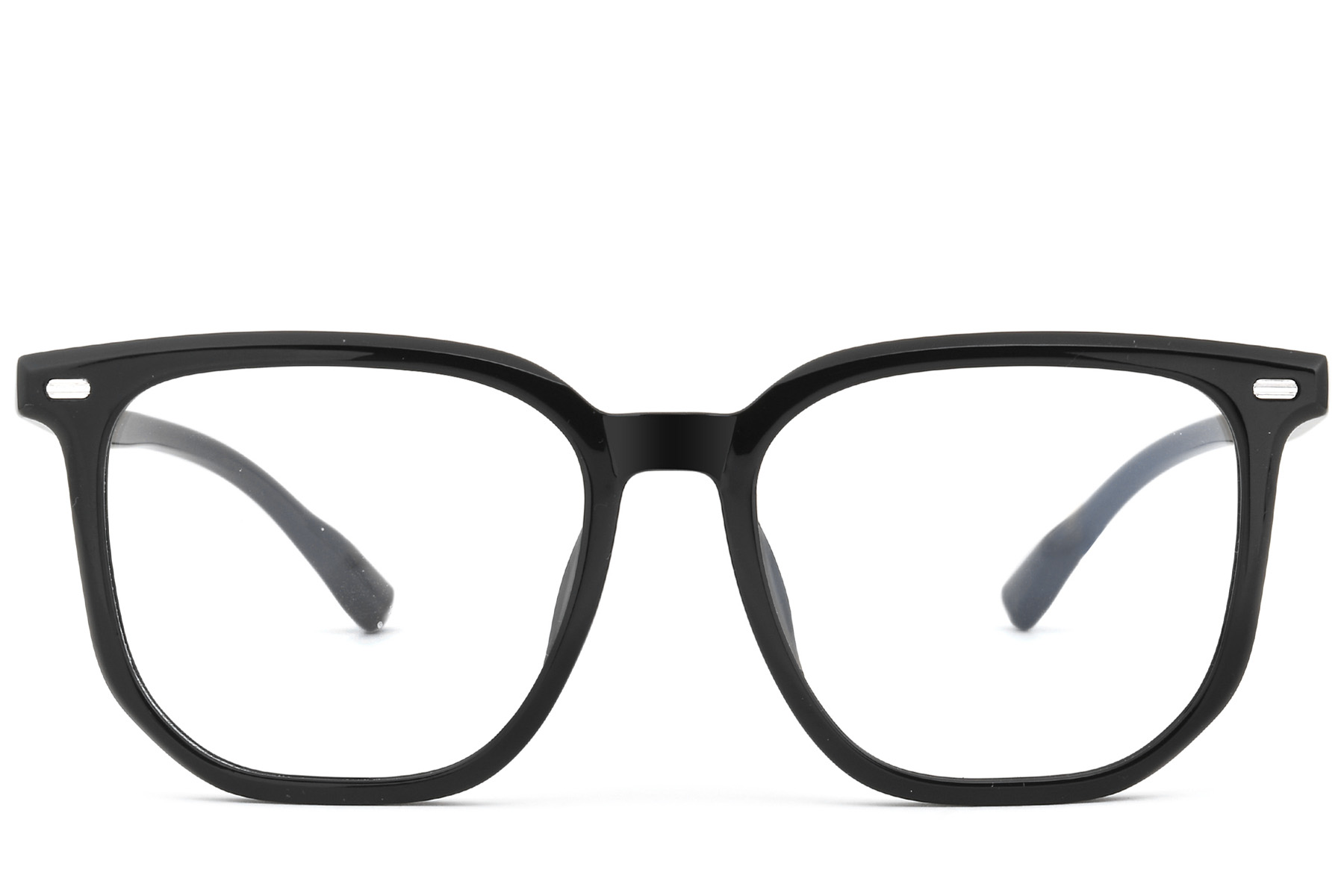 BS0620-0063_Black_Rectangular_TR90_Glasses_front