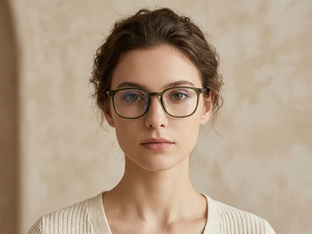 BS0620-0157_Green_Rectangular_TR90_Glasses-tryon_female