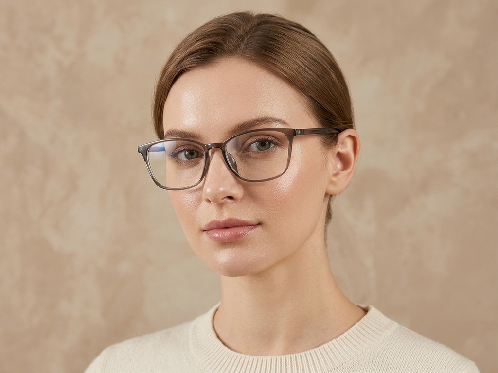 BS0620-0171_Brown_Rectangular_TR90_Glasses-tryon_female