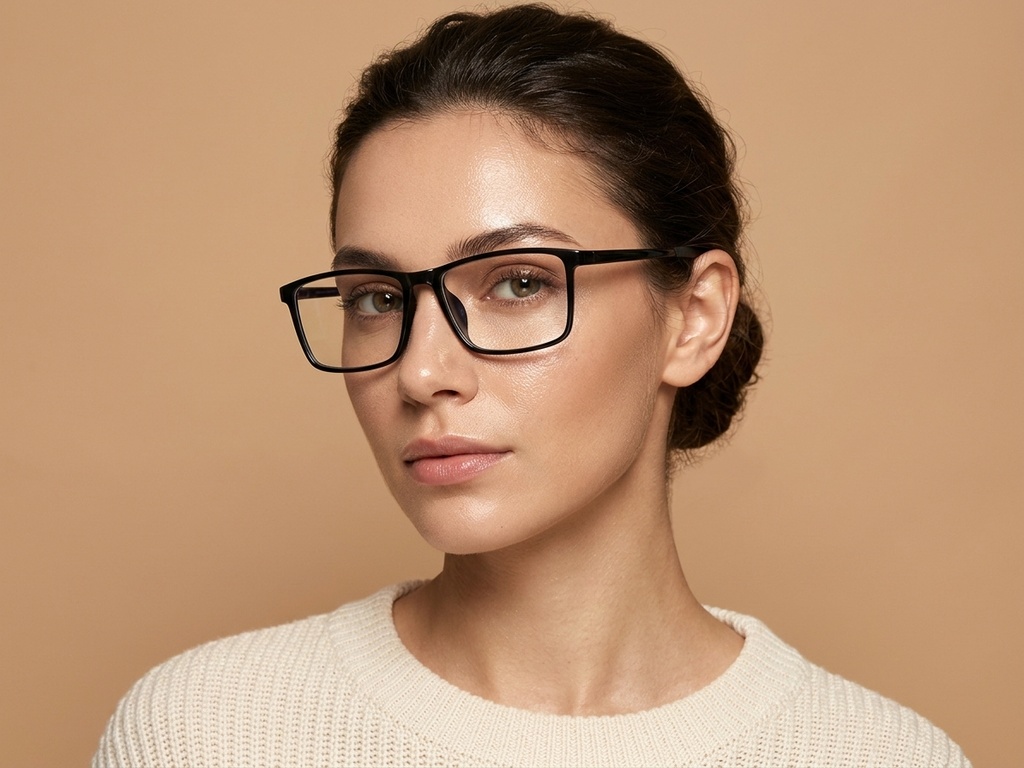 BS0620-0225_Black_Rectangular_TR90_Glasses_corner-tryon_female