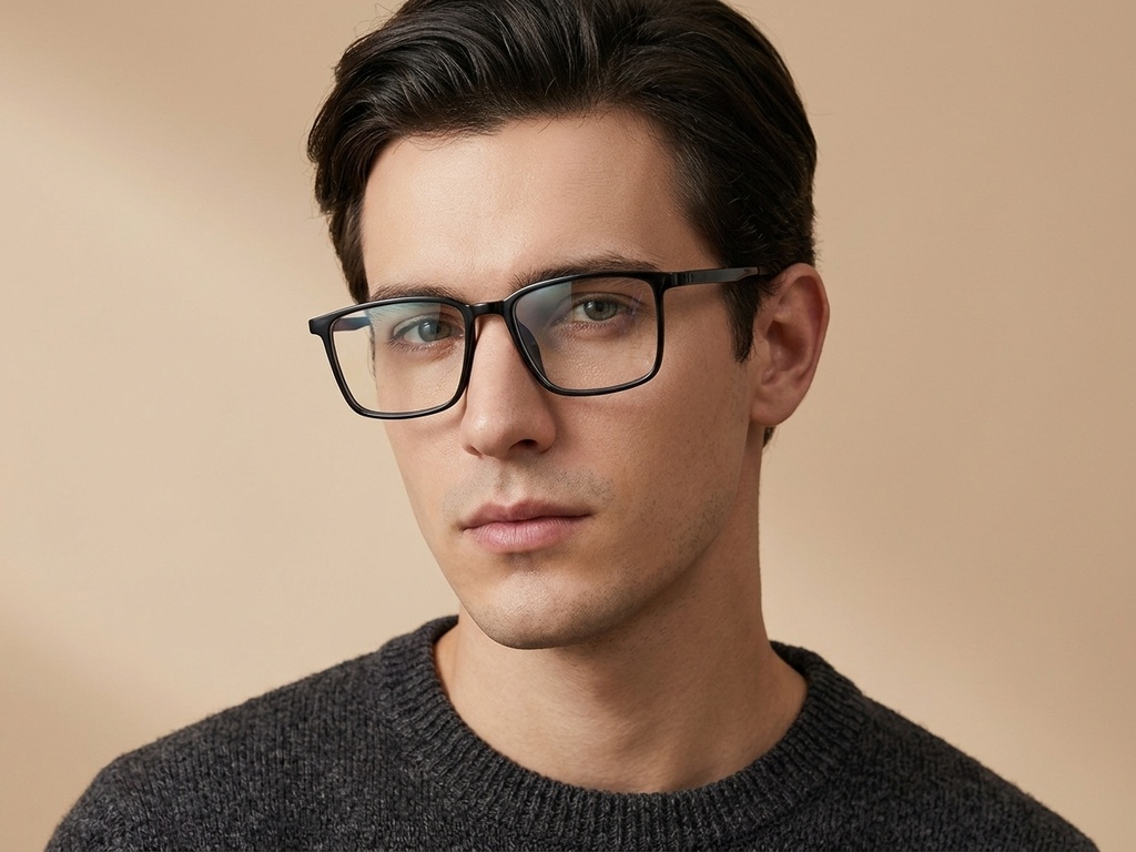 BS0620-0231_Black_Rectangular_TR90_Glasses_corner-tryon_male
