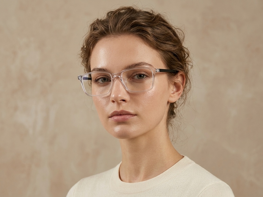 BS0620-0234_Transparent_Rectangular_TR90_Glasses_corner-tryon_female