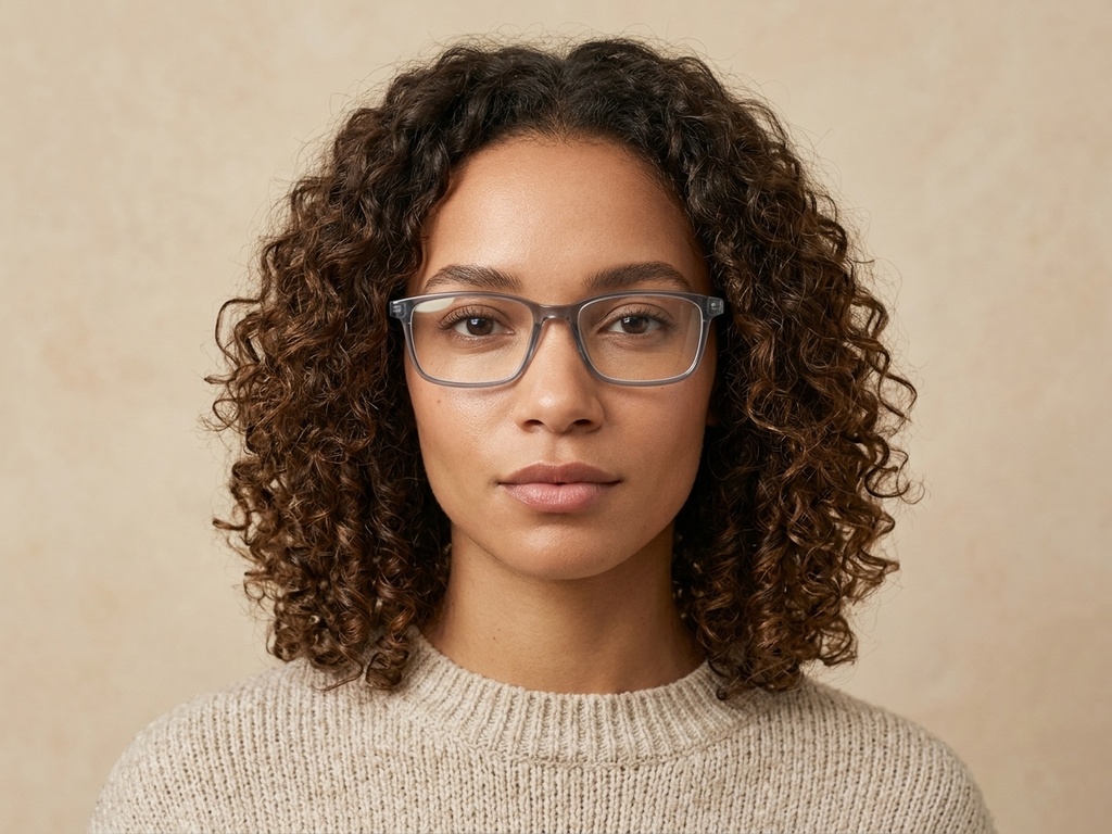 BS0620-0236_Grey_Rectangular_TR90_Glasses-tryon_female