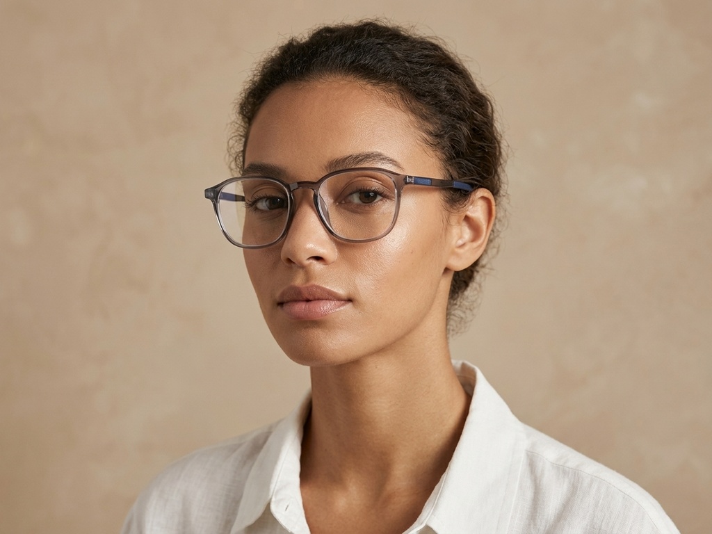 BS0620-0252_Grey_Rectangular_TR90_Glasses-tryon_female