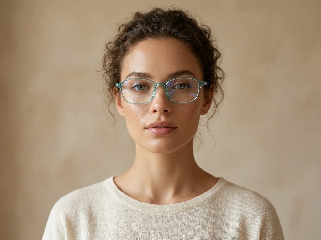 BS0620-0278_Green_Rectangular_TR90_Glasses-tryon_female
