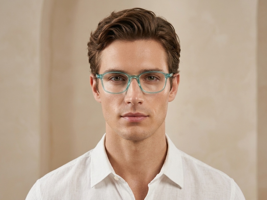 BS0620-0278_Green_Rectangular_TR90_Glasses-tryon_male
