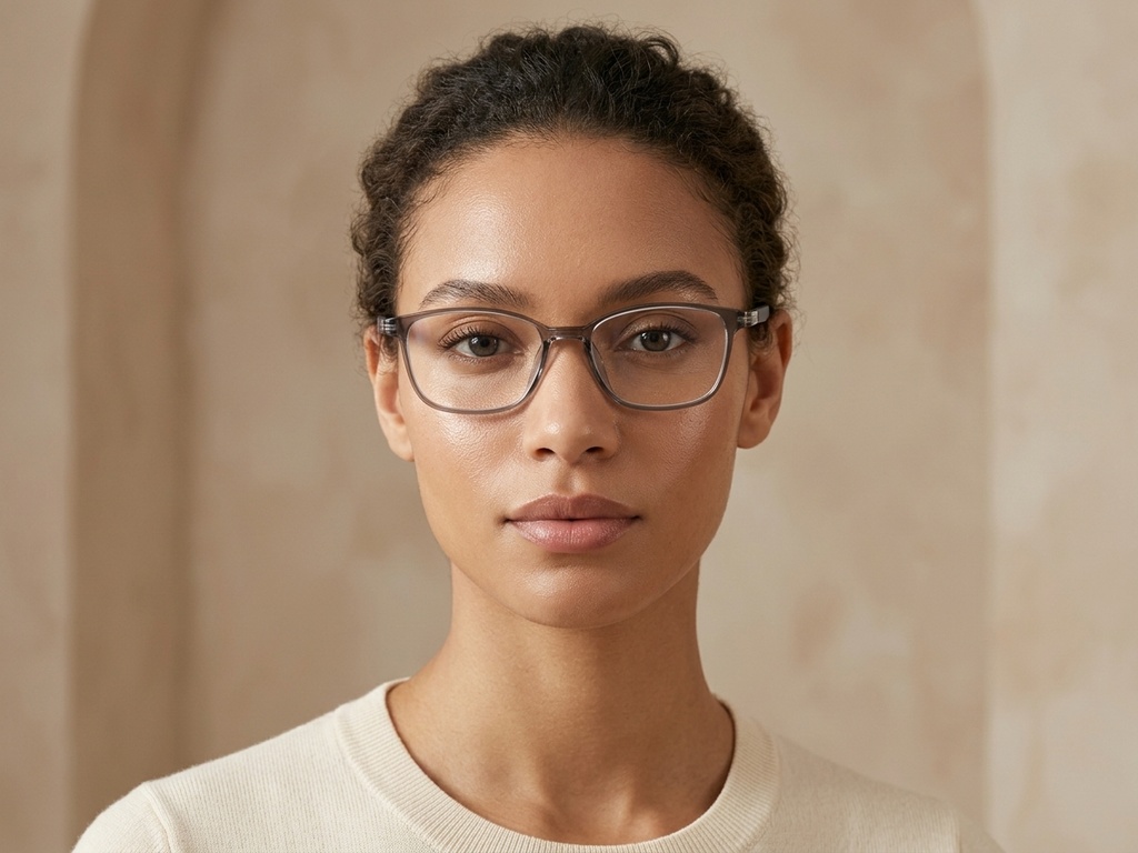 BS0620-0284_Grey_Rectangular_TR90_Glasses-tryon_female