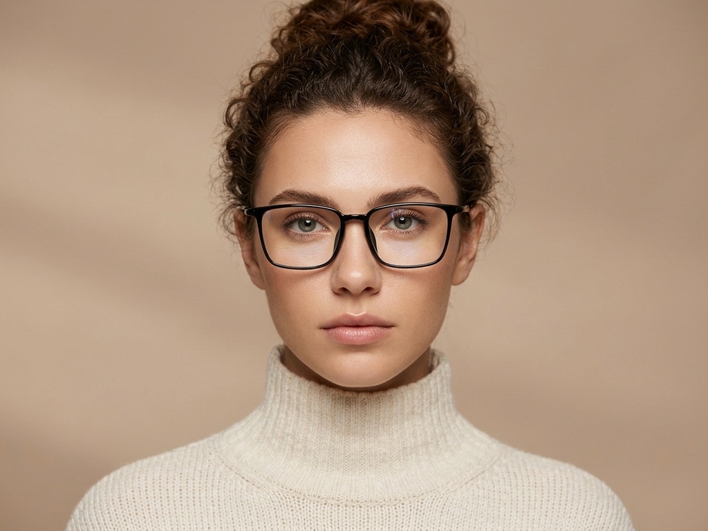 BS0620-0344_Black_Rectangular_TR90_Glasses-tryon_female