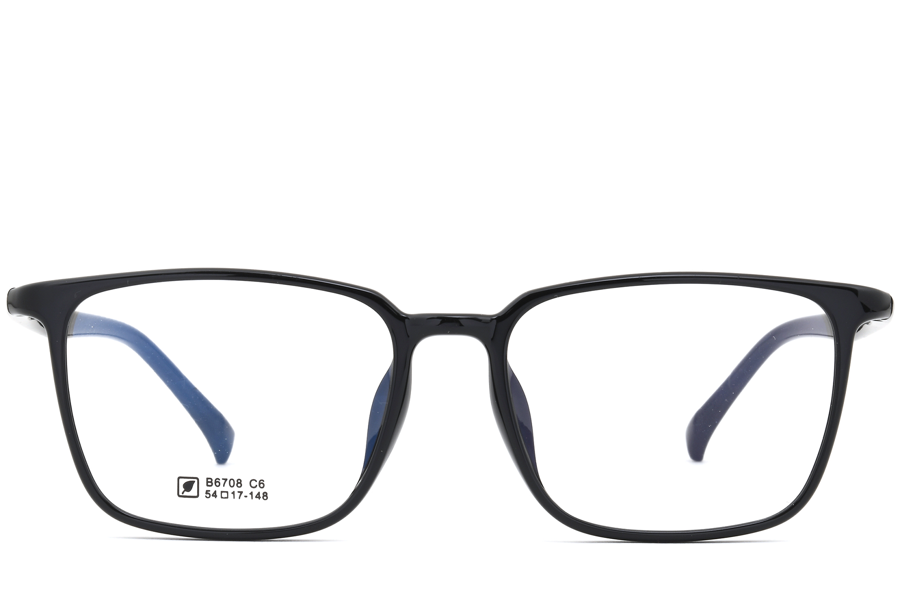 BS0620-0344_Black_Rectangular_TR90_Glasses_front