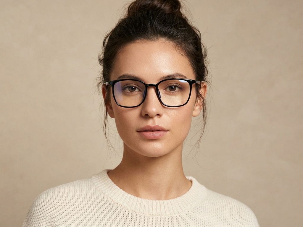 BS0620-0359_Black_Rectangular_TR90_Glasses-tryon_female