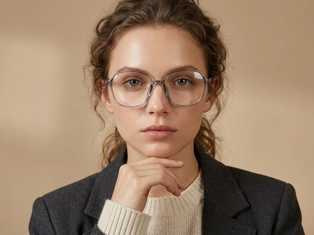 BS0620-0365_Grey_Rectangular_TR90_Glasses_corner-tryon_female