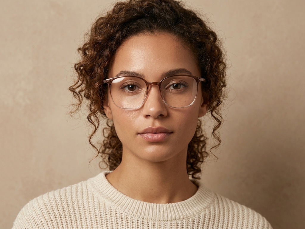 BS0620-0375_Brown_Rectangular_TR90_Glasses-tryon_female