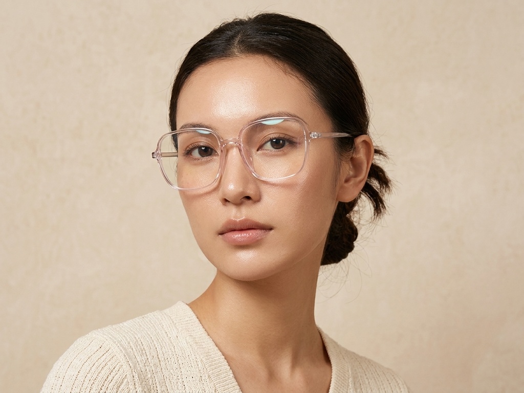 BS0620-0376_Transparent_Rectangular_TR90_Glasses_corner-tryon_female