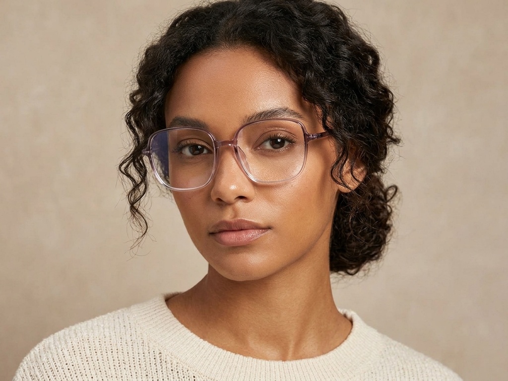 BS0620-0379_Brown_Rectangular_TR90_Glasses-tryon_female