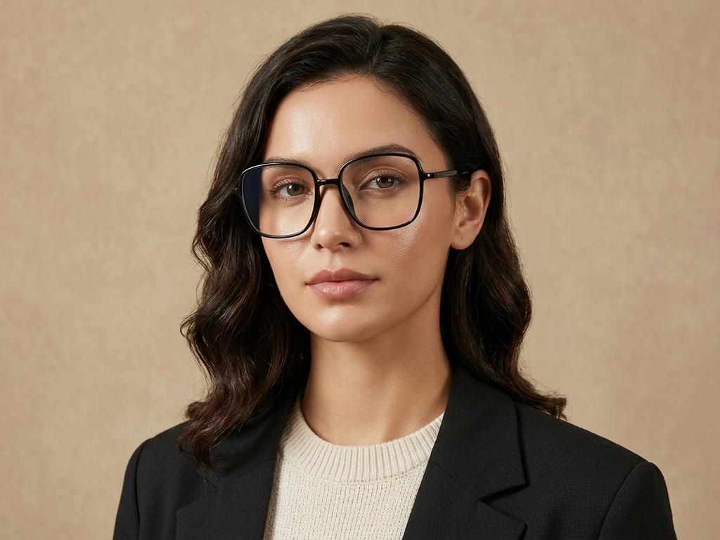 BS0620-0380_Black_Rectangular_TR90_Glasses_corner-tryon_female