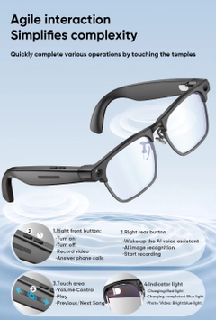 (PRE-ORDER) G3 Semi-rimless Black TR90 Smart AI Sunglasses #BS0705-0007