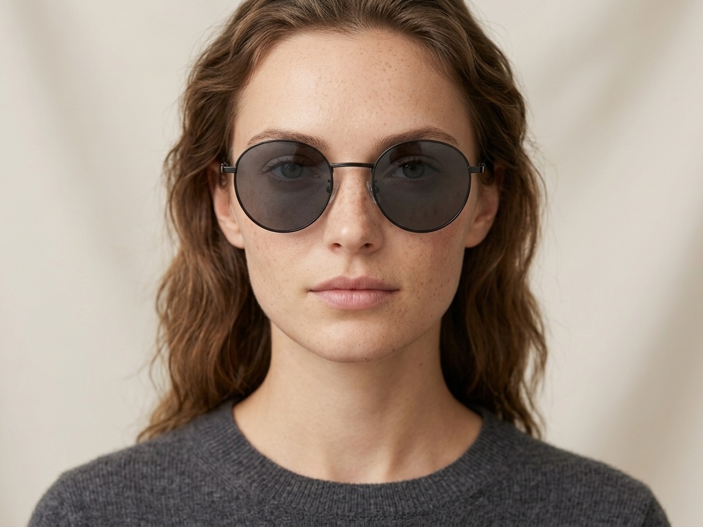 BS0824-0031_Black_Oval_Metal_Sunglasses-tryon_female