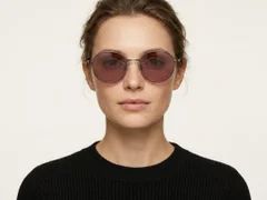 BS0824-0032_Copper_Oval_Metal_Sunglasses-tryon_female