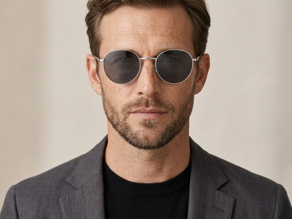BS0824-0033_Golden_Oval_Metal_Sunglasses-tryon_male