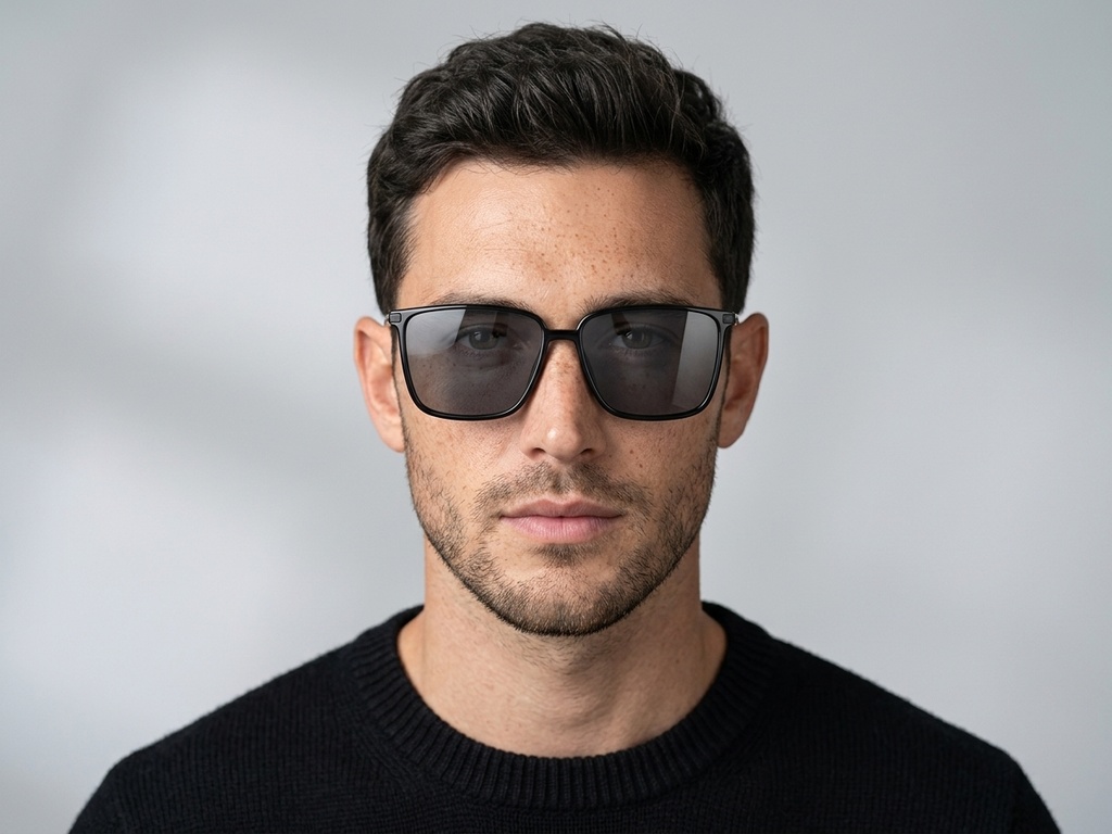 BS0824-0070_Black_Rectangular_TR90_Sunglasses-tryon_male