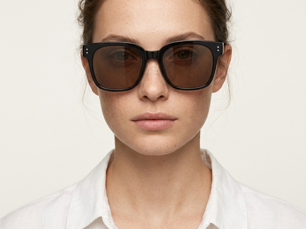 BS0824-0077_Black_Rectangular_TR90_Sunglasses-tryon_female