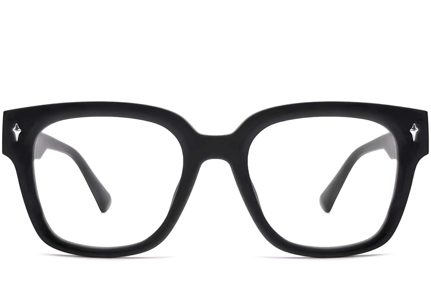 BS0824-0081_Black_Rectangular_TR90_Glasses_front