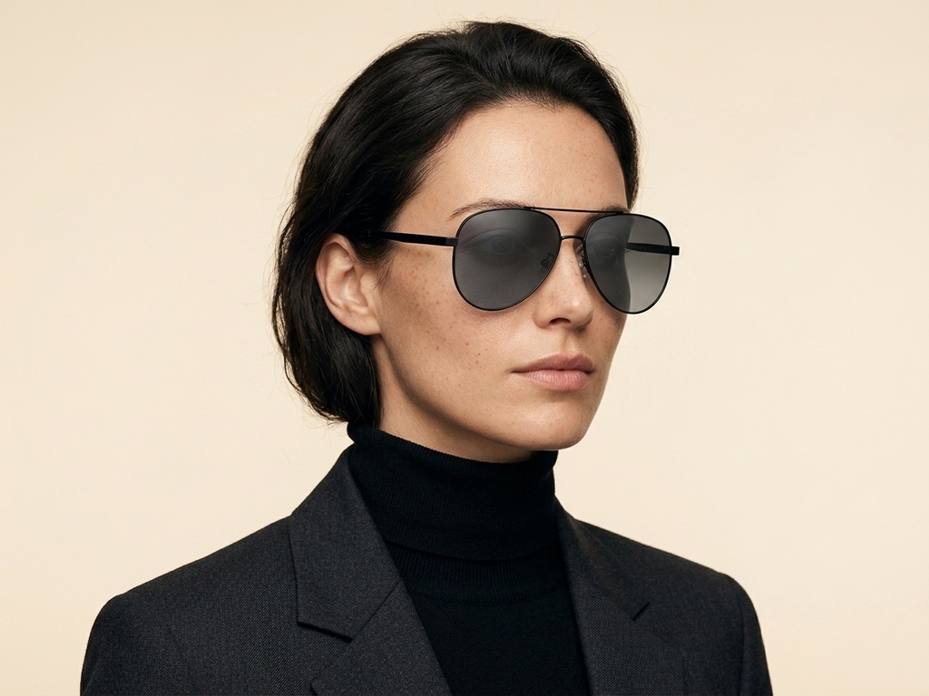 BS0824-0086_Black_Aviator_Metal_Sunglasses-tryon_female