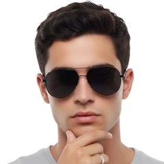 BS0824-0086_Black_Aviator_Metal_Sunglasses_model