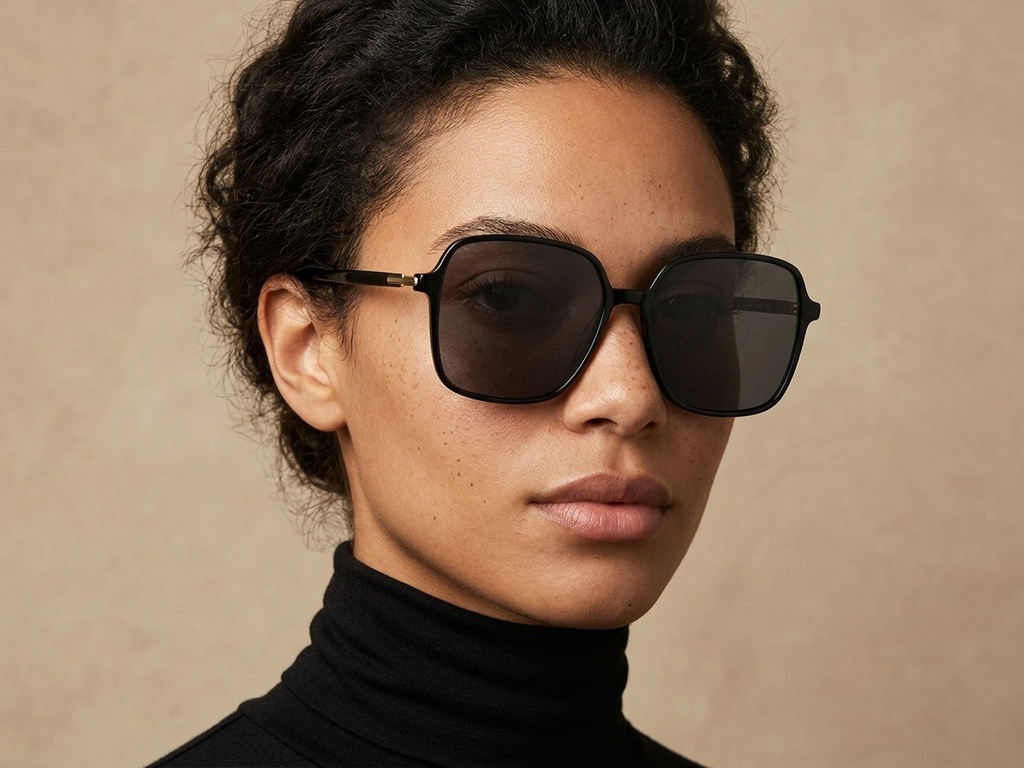 BS0824-0097_Black_Rectangular_TR90_Sunglasses-tryon_female