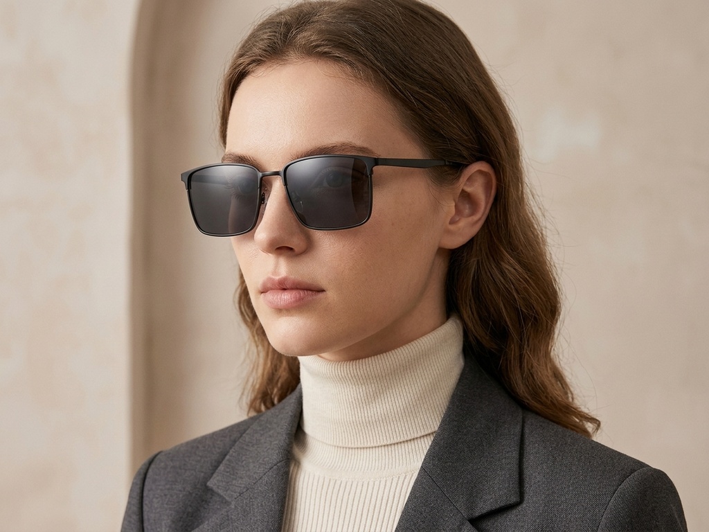 BS0824-0154_Black_Rectangular_Metal_sunglasses-tryon_female