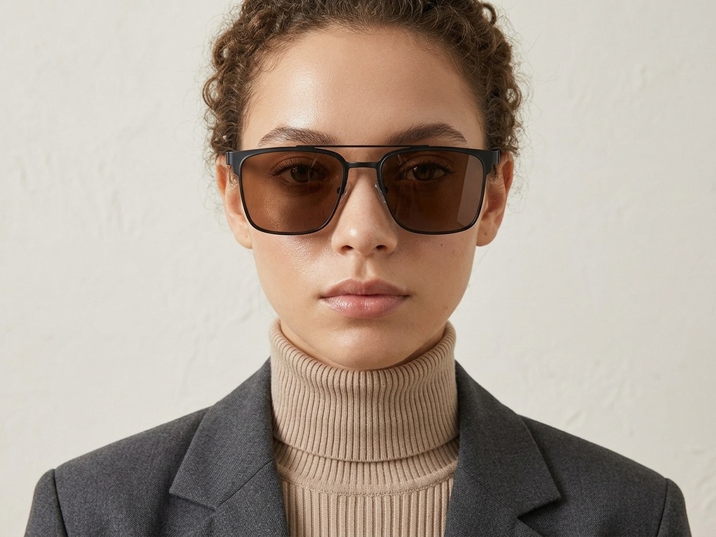 BS0824-0162_Black_Rectangular_Metal_sunglasses-tryon_female